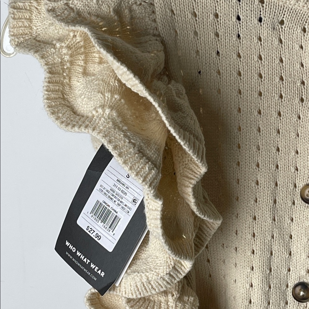WHO WHAT WEAR ruffle sleeve knit cardigan NWT - Picture 2 of 7